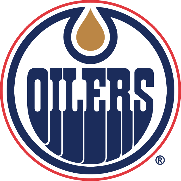 Edmonton Oilers Alternate Logo (2012) - A blue and white oval with OILERS in blue inside and a red oil drop above. The former primary logo is relegated to alternate logo status for the 2011-12 season before being eliminated entirely at seasons end.