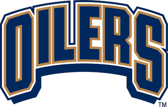 Edmonton Oilers Wordmark Logo (1997) - Oilers in blue arched block script