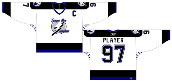 Tampa Bay Lightning Road Uniform (2004) - White with black shoulders and block font