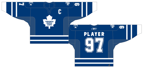 Toronto Maple Leafs Home Uniform (2004) - Blue with white maple leaf on front and TML logo on shoulders