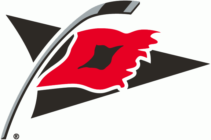 Carolina Hurricanes Alternate Logo (1997/98-1998/99) - A tropical storm warning flag flying on a hockey stick