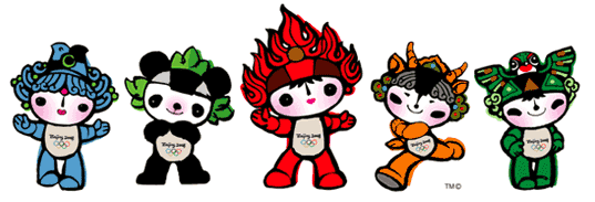 2008 Beijing Olympics Alternate Logo (2008) - Beibei, Jingjing, Huanhuan, Yingying and Nini - the 2008 Beijing Mascots