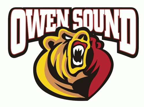 Owen Sound Attack Primary Logo (2012) - An angry bear in front of the text 'Owen Sound'