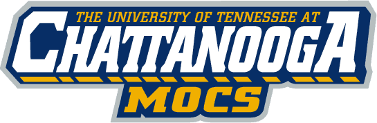 Chattanooga Mocs Wordmark Logo (2001) - Chattanooga in white Mocs in yellow on blue