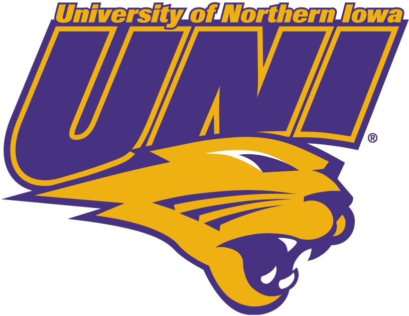 Northern Iowa Panthers Alternate Logo (2002-2014) - UNI in puple over purple Panther's head