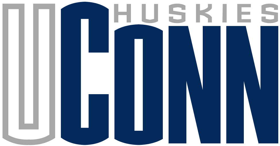 UConn Huskies Wordmark Logo (1996-2012) - UConn in blue and silver