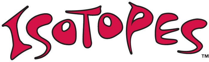 Albuquerque Isotopes Wordmark Logo (2003) - Isotopes written in red funky letters