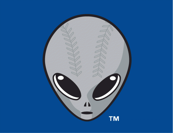 Las Vegas 51s Cap Logo (2003) - (Home) An alien head with baseball stitching on blue