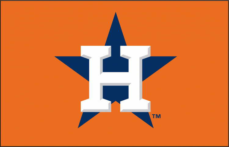 Houston Astros Cap Logo (2013) - White H on blue star on orange, worn on Astros alternate cap