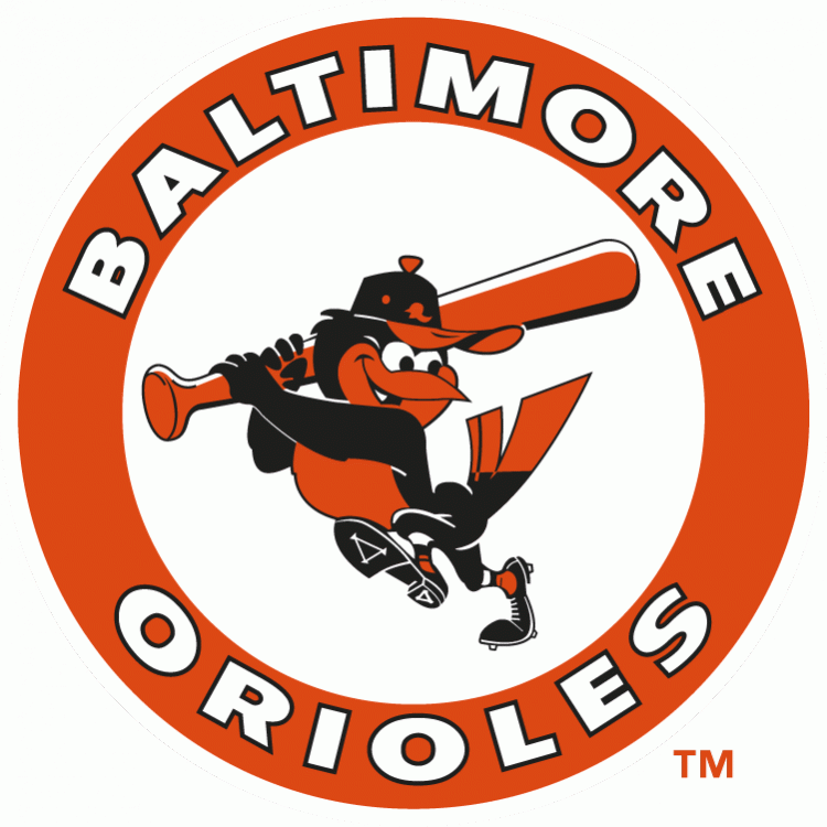 Baltimore Orioles Primary Logo (1966) - Oriole swinging bat in an orange circle