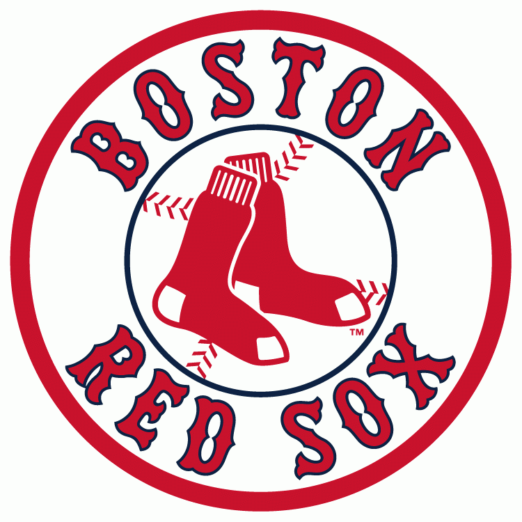 Boston Red Sox Secondary Logo (2009) - Pair of red socks inside a blue and red circle with team script
