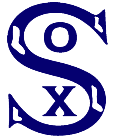 Chicago White Sox Primary Logo (1918) - A blue 'S' with four white sock on it, with an o and an x inside