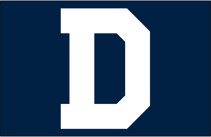 Detroit Tigers Cap Logo (1932-1933) - A white D on a blue cap, worn on Tigers caps in 1932 and 1933 (road only in 1933)