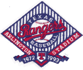 Texas Rangers Stadium Logo (1993) - Final Season of Arlington Stadium 1972-1993