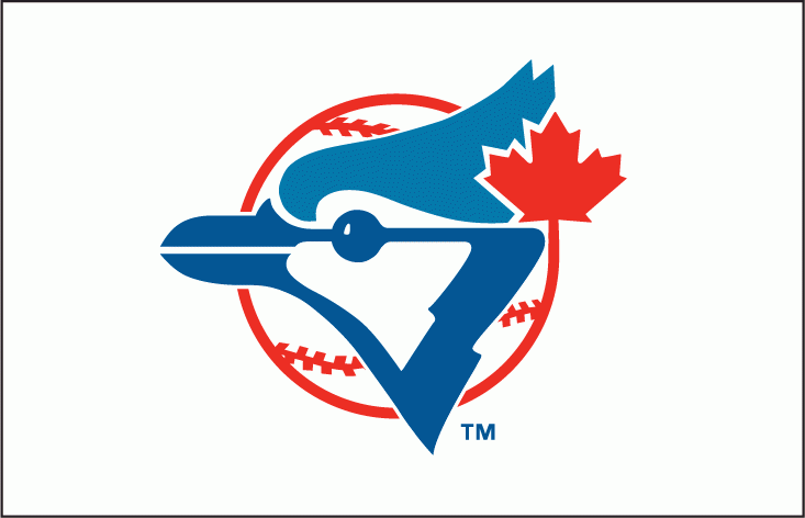 Toronto Blue Jays Cap Logo (1977) - A Blue Jay head on a red and white baseball with a red maple leaf on white