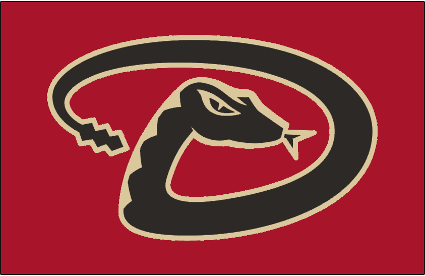 Arizona Diamondbacks Jersey Logo (2007-2013) - Snake forming a D in black with a sand outline on red, worn on the Arizona Diamondbacks batting practice jerseys from 2007 to 2013