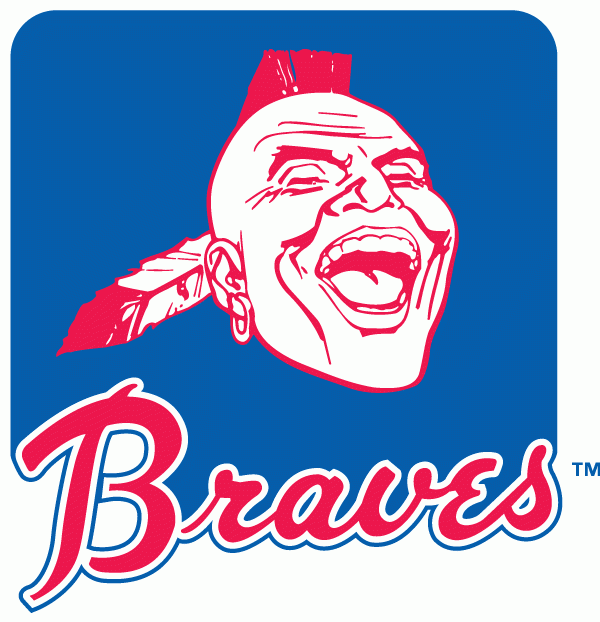 Atlanta Braves Primary Logo (1972) - Blue and red Native American head above Braves script