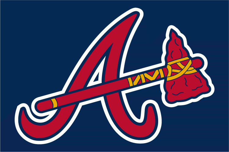 Atlanta Braves Cap Logo (2003) - Red A with tomahawk on blue