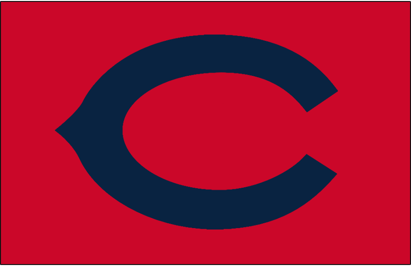 Chicago Cubs Cap Logo (1931-1932) - A navy blue wishbone C on red, worn on Chicago Cubs road alternate caps in 1931 and 1932