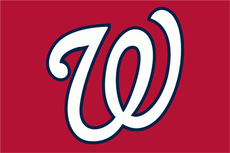 Washington Nationals Cap Logo (2005) - (Home) A curly W in white with a blue outline on red