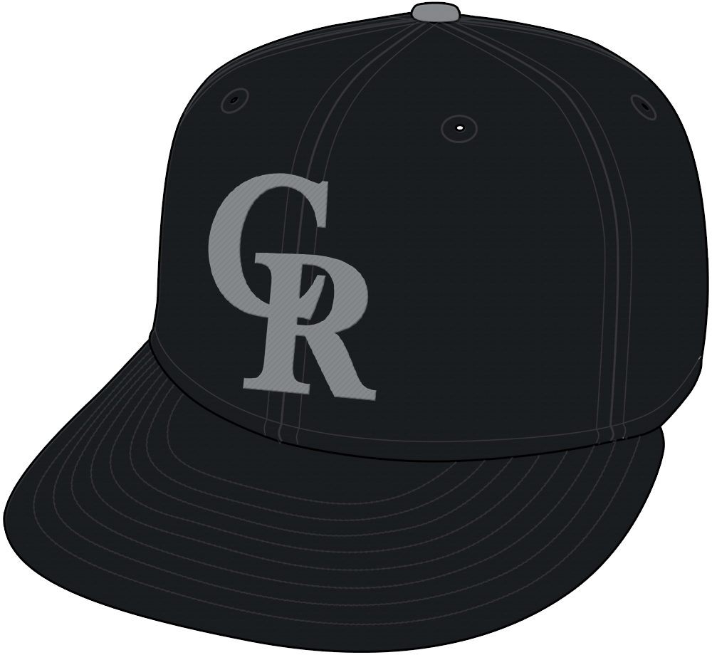 Colorado Rockies Cap (2018) - A silver CR on black -- logo for alternate cap created in honour of Colorado Rockies 25th anniversary season in 2018