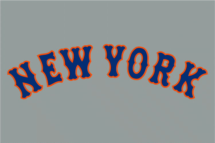 New York Mets Wordmark Logo (2012) - New York in blue with an orange outline on grey