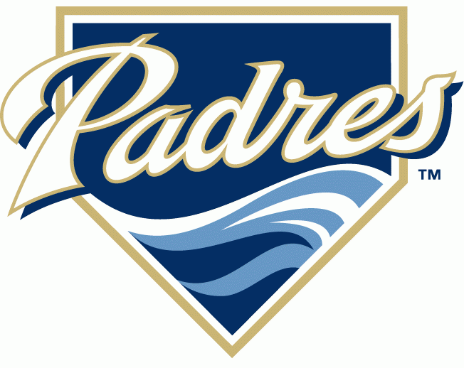 San Diego Padres Primary Logo (2011) - Padres in white and sand above waves on a navy home plate