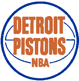 Detroit Pistons Primary Logo (1975/76-1978/79) - Detroit Pistons in orange on white ball with blue outline