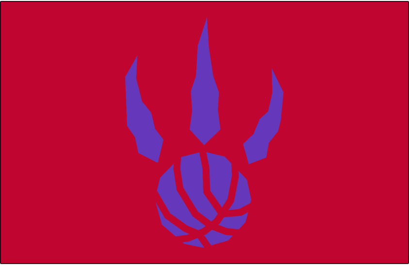 Toronto Raptors Alt on Dark Logo (1995/96-2005/06) - Purple basketball claw on red