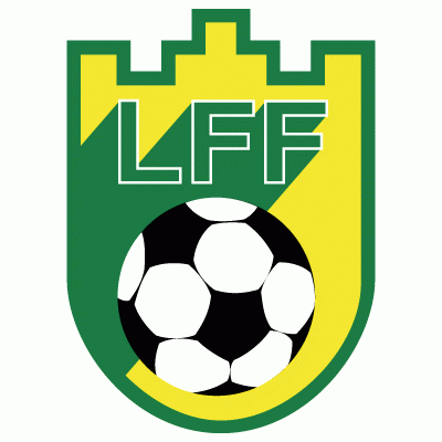 Lithuania Primary Logo (1992) - Green LFF with soccer ball on yellow shield