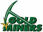 Sacramento Gold Miners Primary Logo (1993-1994) - A green pick striking gold next to Gold Miners in green