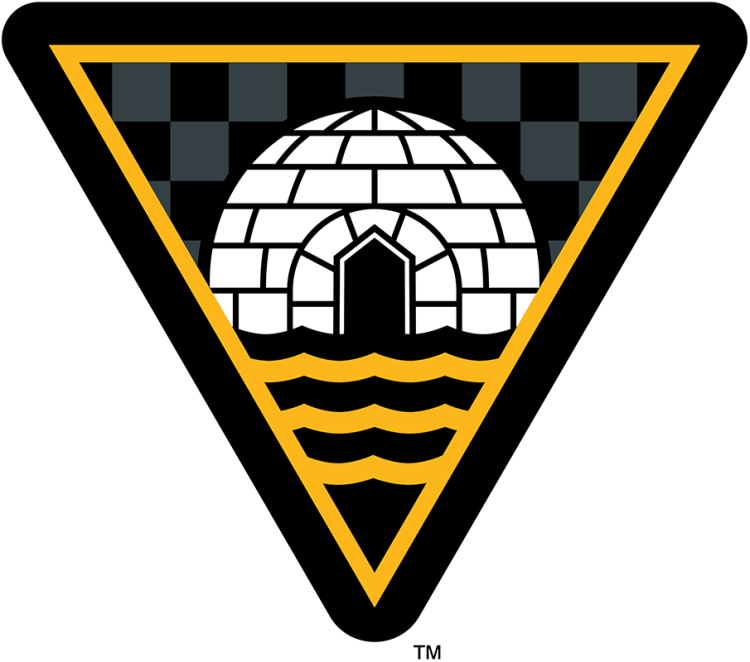 Pittsburgh Penguins Logo Alternate Logo (2025/26-Pres) - The Pittsburgh Penguins third jersey shoulder logo starting with the 2025-26 season. The logo shows a white igloo, an homage to both their team name and their original home arena, on three yellow waves as a nod to Pittsburgh's three rivers. This is placed on a checkerboard pattern inside a black and yellow triangle; the checkerboard is featured on the city flag, and the city is nicknamed the Golden Triangle. SportsLogos.Net