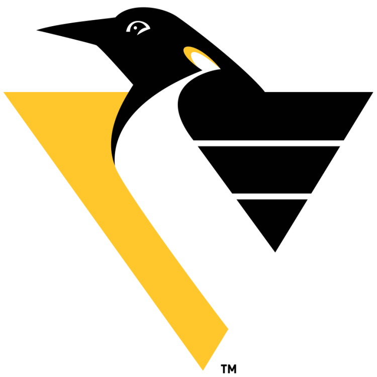 Pittsburgh Penguins Logo Primary Logo (1999/00-2001/02) - Commonly referred to as the RoboPenguin by fans, the Pittsburgh Penguins modernized their logo following back to back Stanley Cup Championships for the 1992-93 season. The new logo showed a black and white penguin on a yellow and black triangle with two white horizontal lines to the right side indicating movement. The Penguins slightly changed the shade of yellow on this logo for the 1999-2000 season. SportsLogos.Net