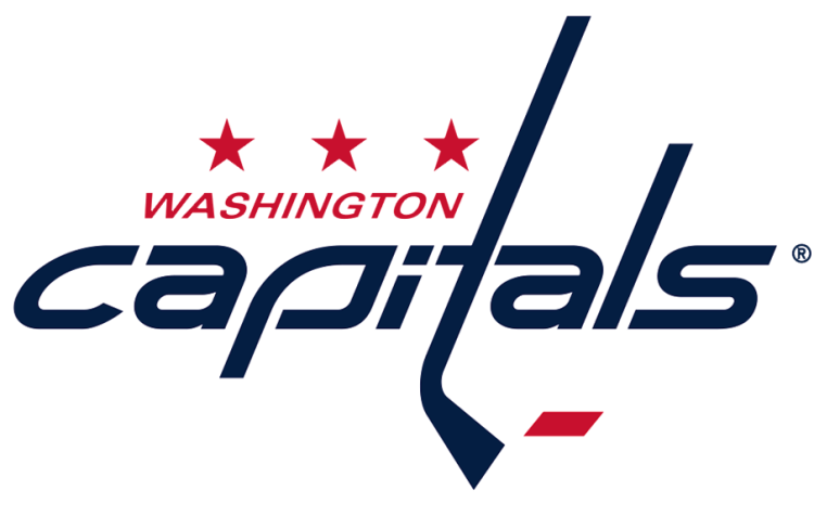 Washington Capitals Logo Primary Logo (2007/08-Pres) - 'capitals' in blue italics, the 't' as a stick; hockey puck in red below SportsLogos.Net