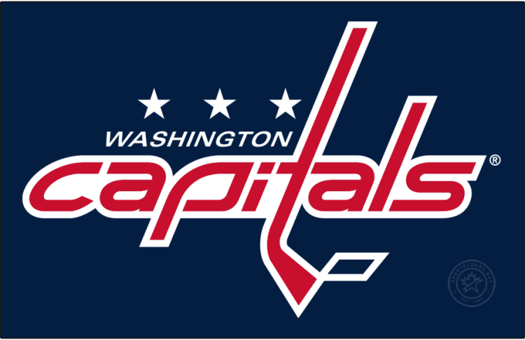 Washington Capitals Logo Primary Dark Logo (2007/08-Pres) - 'capitals' in red with a white border on blue SportsLogos.Net