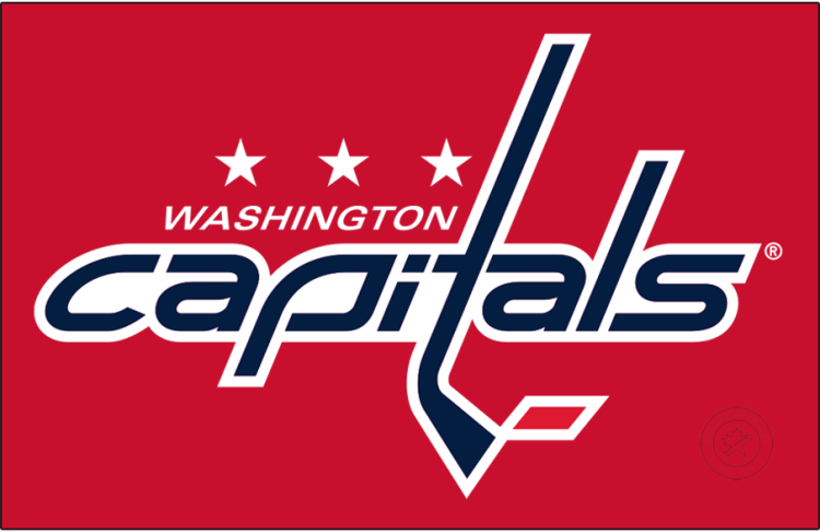 Washington Capitals Logo Primary Dark Logo (2007/08-Pres) - Washington Capitals primary logo on red SportsLogos.Net