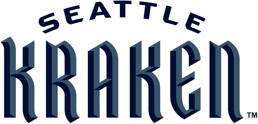 Seattle Kraken Logo Wordmark Logo (2021/22-Pres) - Kraken in calligraphic font with SEATTLE arched above SportsLogos.Net Seattle Kraken Logo Wordmark Logo (2021/22-Pres) - Kraken in calligraphic font with SEATTLE arched above SportsLogos.Net