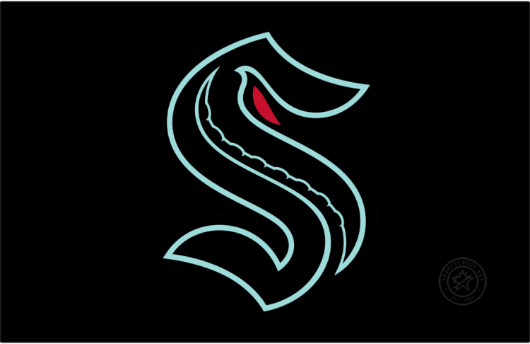 Seattle Kraken Logo Jersey Logo (2025/26-Pres) - The Seattle Kraken black third jersey logo is the Kraken primary logo of an 