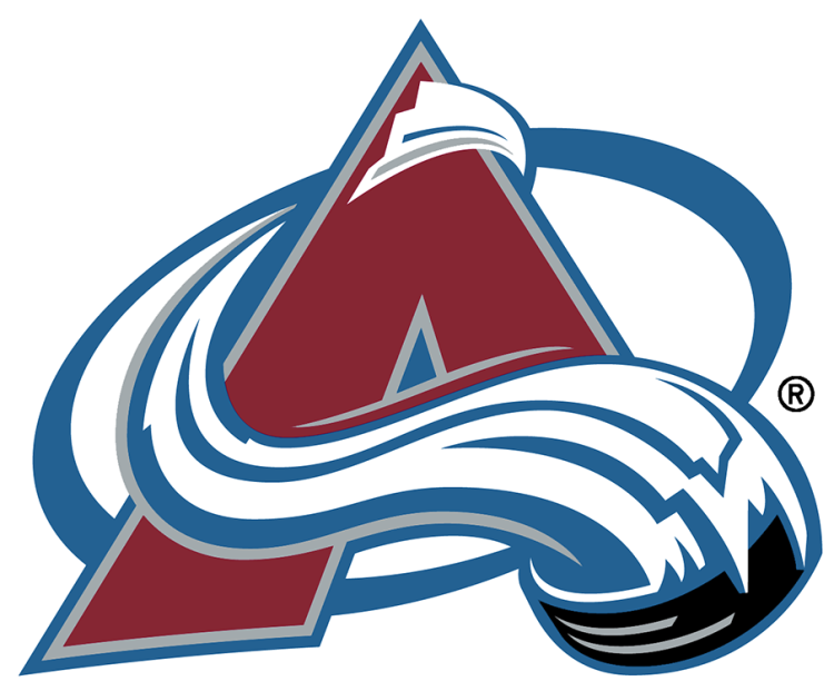 Colorado Avalanche Logo Primary Logo (1995/96-1998/99) - Burgundy A trimmed in silver and blue with a puck and avalanche streaking around and over it SportsLogos.Net