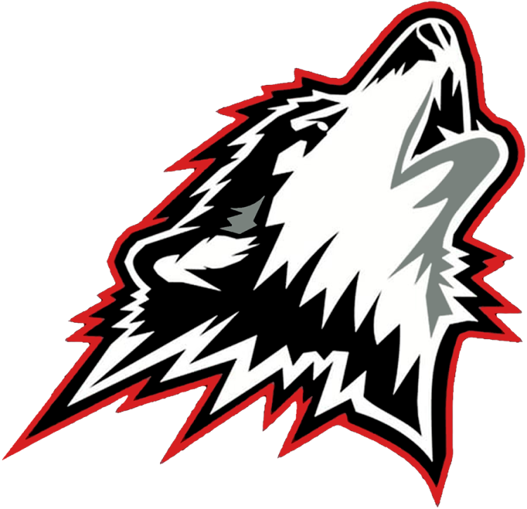 Rouyn-Noranda Huskies Logo Primary Logo (2019/20-Pres) - The Rouyn-Noranda Huskies logo shows the head of a husky dog pointed upwards, howling. The dog's face is mostly white with black and silver features. The entire logo is outlined with a thick red stripe. This design was originally part of the previous Huskies logo that had been in use since 2006; here, the club removed a circle and the region name from the graphic before the 2019-20 season.
<br /><br />
Le logo des Huskies de Rouyn-Noranda représente la tête d'un husky pointée vers le haut, hurlant. Son visage est principalement blanc avec des traits noirs et argentés. Le logo est entièrement bordé d'une épaisse bande rouge. Ce motif figurait à l'origine sur le logo précédent des Huskies, utilisé depuis 2006 ; ici, le club a supprimé un cercle et le nom de la région avant la saison 2019-2020. SportsLogos.Net