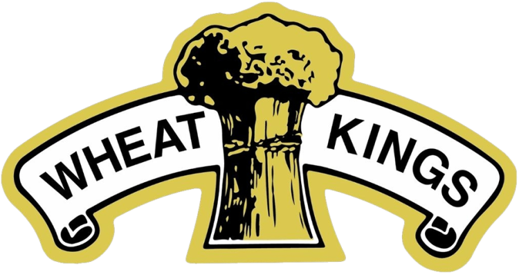 Brandon Wheat Kings Logo Primary Logo (2025/26-Pres) - The Brandon Wheat Kings logo for the 2025-2026 WHL season is a return to the team's logo used during their first seasons in the 1960s. It features a sheaf of wheat in a pale yellow (or gold) with 