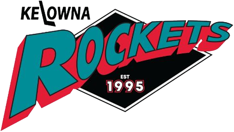 Kelowna Rockets Logo Primary Logo (2025/26-Pres) - For the 2025-26 season, the Kelowna Rockets reverted to an updated version of their original logo in celebration of their 30th anniversary. The logo features the team name in teal with red drop shadowing on a black diamond, the team's establishment year of 1995 inside of it and KELOWNA above with a hockey stick for the L. SportsLogos.Net