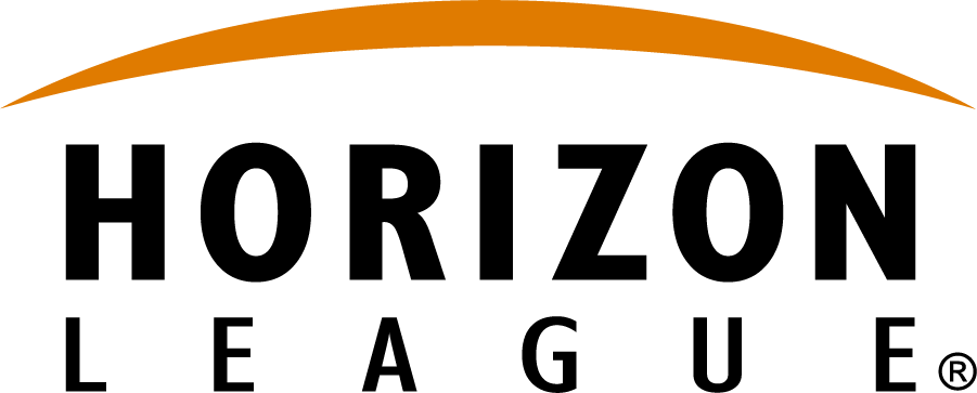 Horizon League Logo Primary Logo (2014-2023) - Curved orange bar representing the horizon above stacked HORIZON LEAGUE text in black. SportsLogos.Net