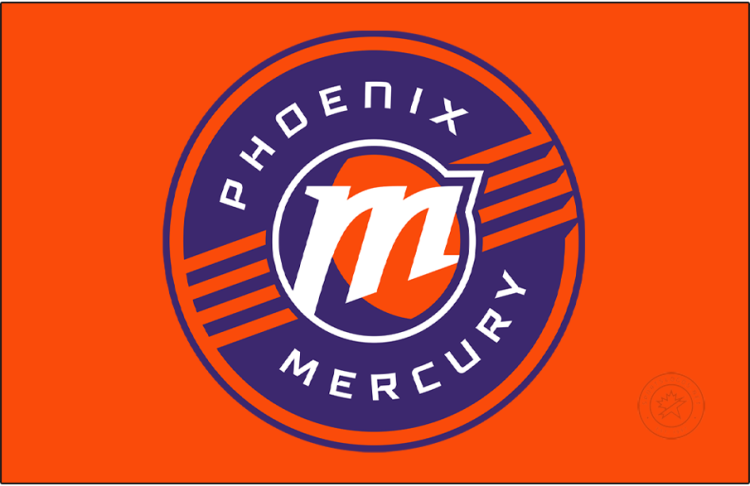 Phoenix Mercury Logo Primary Dark Logo (2026-Pres) - The Phoenix Mercury logo shows a white 