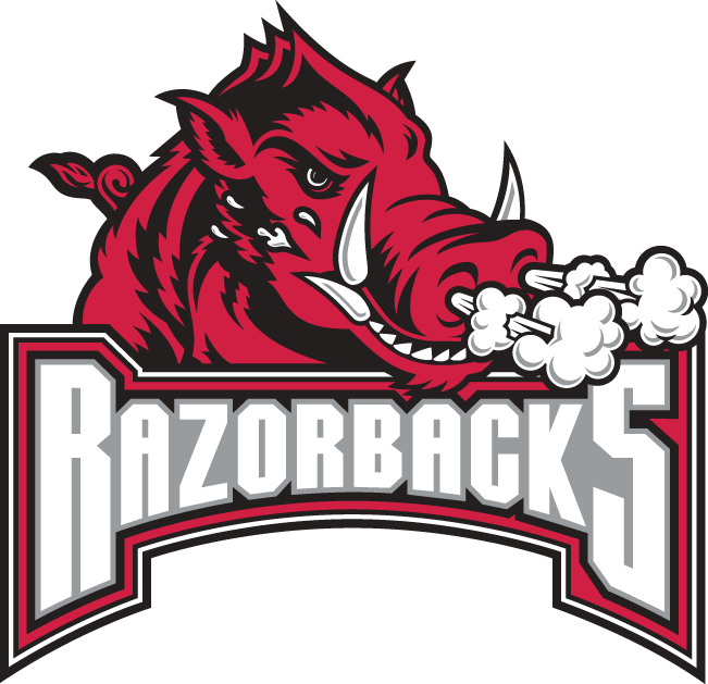 Arkansas Razorbacks Logo Secondary Logo (2001-2008) - A hog blowing smoke over Razorback script SportsLogos.Net Arkansas Razorbacks Logo Secondary Logo (2001-2008) - A hog blowing smoke over Razorback script SportsLogos.Net