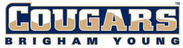 Brigham Young Cougars Logo Wordmark Logo (1999-2004) - Cougars with Mountains in script over Brigham Young in blue SportsLogos.Net Brigham Young Cougars Logo Wordmark Logo (1999-2004) - Cougars with Mountains in script over Brigham Young in blue SportsLogos.Net