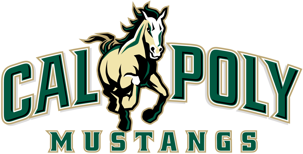 Cal Poly Mustangs Logo Primary Logo (1999-2006) - Cream colored mustang run over scripted banner SportsLogos.Net Cal Poly Mustangs Logo Primary Logo (1999-2006) - Cream colored mustang run over scripted banner SportsLogos.Net