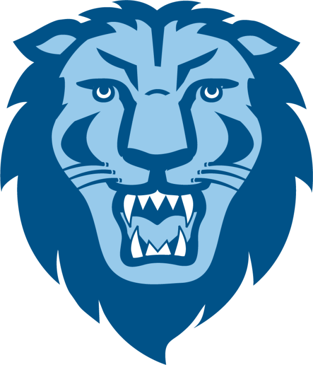 Columbia Lions Logo Alternate Logo (1997-2025) - Alternate logo of a front-facing lion head in Columbia Blue and dark blue. This was used through 2025 then became the Primary with new colors. SportsLogos.Net
