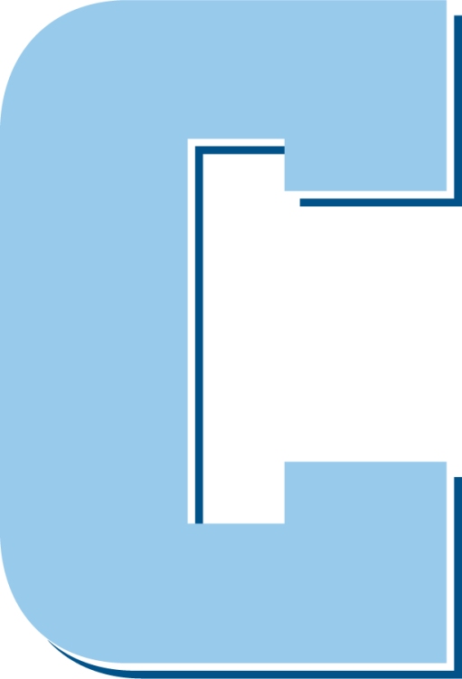 Columbia Lions Logo Secondary Logo (2006-2025) - Secondary Block C logo with serifs in Columbia Blue with dark blue drop shadow. Columbia Blue would be changed in 2025. SportsLogos.Net