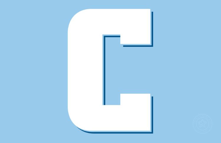Columbia Lions Logo Secondary Logo (2006-2025) - Secondary Block C logo with serifs in white with dark blue drop shadow on Columbia Blue background. Columbia Blue would be changed in 2025. SportsLogos.Net